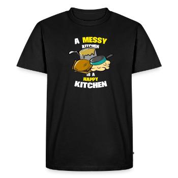 A messy kitchen is a happy kitchen sort cuisine - T-shirt Premium bio Homme - noir - Devant - Nico (187cm)