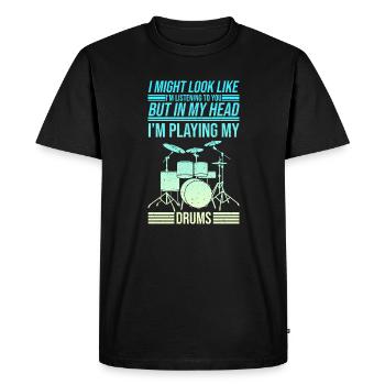 Batteur Batteur T-Shirt Batterie Tambour - T-shirt Premium bio Homme - noir - Devant - Nico (187cm)