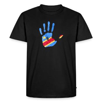 Congo Flag Hand - Stand with Congo - Men's Premium Organic T-Shirt - black - Front - Nico (187cm)