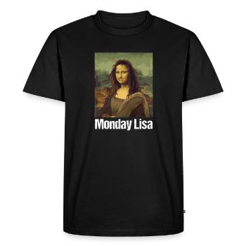 Monday Lisa Mona Lisa zerzaust Humor Kunst Montag - Men's Premium Organic T-Shirt - black - Front - Nico (187cm)
