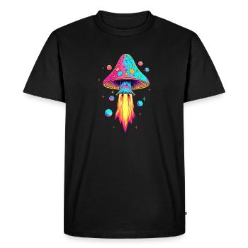 Psychedelic Mushroom Rocket - Men's Premium Organic T-Shirt - black - Front - Nico (187cm)