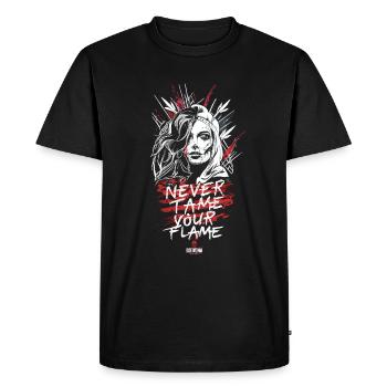 N’apprivoisez jamais votre flamme - vivez pour vos rêves - T-shirt Premium bio Homme - noir - Devant - Nico (187cm)