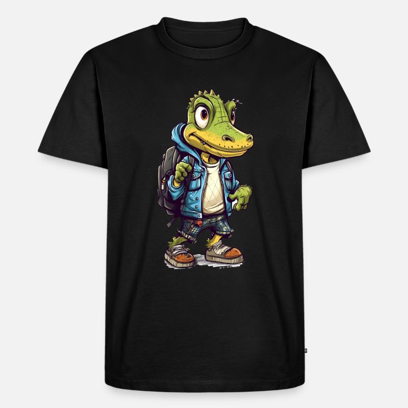 Cute Crocodile Cartoon - Männer Premium Bio T-Shirt - Schwarz
