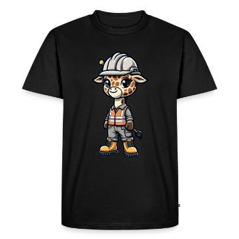 Mignon girafe ouvrier de la construction - T-shirt Premium bio Homme - noir - Devant - Nico (187cm)