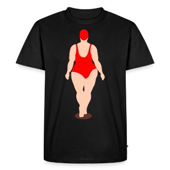Femme fière en maillot de bain rouge - T-shirt Premium bio Homme - noir - Devant - Nico (187cm)