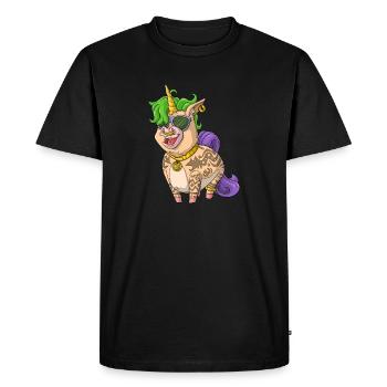 Licorne tatouée / Licorne tatouée - T-shirt Premium bio Homme - noir - Devant - Nico (187cm)