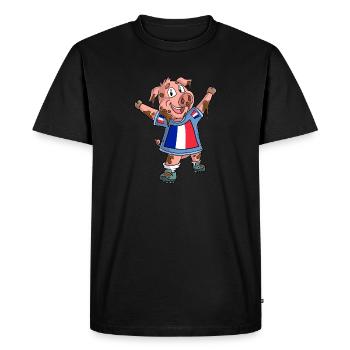 Fan Pig France - T-shirt Premium bio Homme - noir - Devant - Nico (187cm)