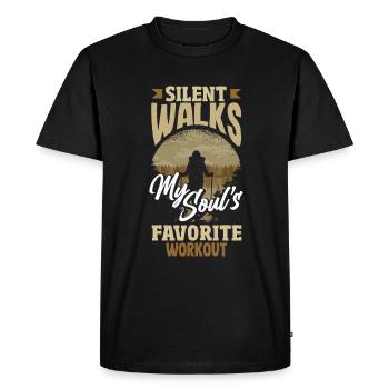 Silent Walks : l’entraînement préféré de mon âme : la randonnée - T-shirt Premium bio Homme - noir - Devant - Nico (187cm)