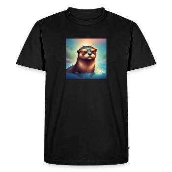 Loutre ensoleillée - T-shirt Premium bio Homme - noir - Devant - Nico (187cm)