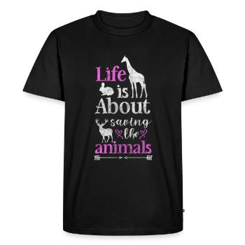 Défenseurs des droits des animaux végétariens amour animal refuge - T-shirt Premium bio Homme - noir - Devant - Nico (187cm)