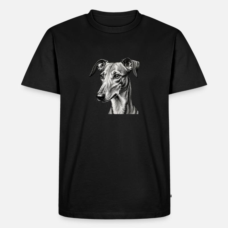 Windhund Kopf - Männer Premium Bio T-Shirt - Schwarz