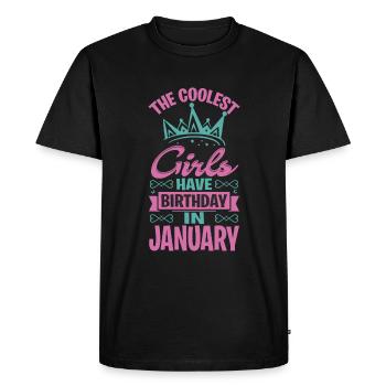 Anniversaire des filles et des enfants en janvier - T-shirt Premium bio Homme - noir - Devant - Nico (187cm)