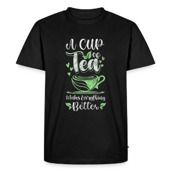 Tea Lover Recreation Herbal Teapot - Men's Premium Organic T-Shirt - black - Front - Nico (187cm)