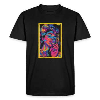Surreal 80s Psychedelic - Men's Premium Organic T-Shirt - black - Front - Nico (187cm)