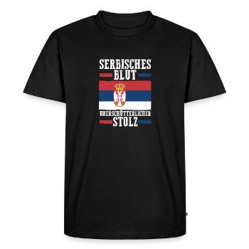 Serbe Serbe Serbie - T-shirt Premium bio Homme - noir - Devant - Nico (187cm)
