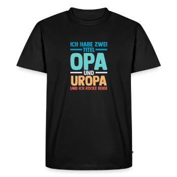 J’ai deux titres : Papy et Arrière-Grand-Pa - T-shirt Premium bio Homme - noir - Devant - Nico (187cm)