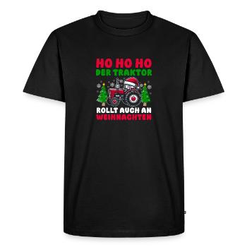 Santa Claus Tractor Christmas Party Farmer Construction - Men's Premium Organic T-Shirt - black - Front - Nico (187cm)