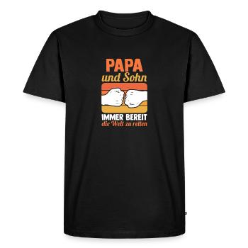 Papa et fils - T-shirt Premium bio Homme - noir - Devant - Nico (187cm)