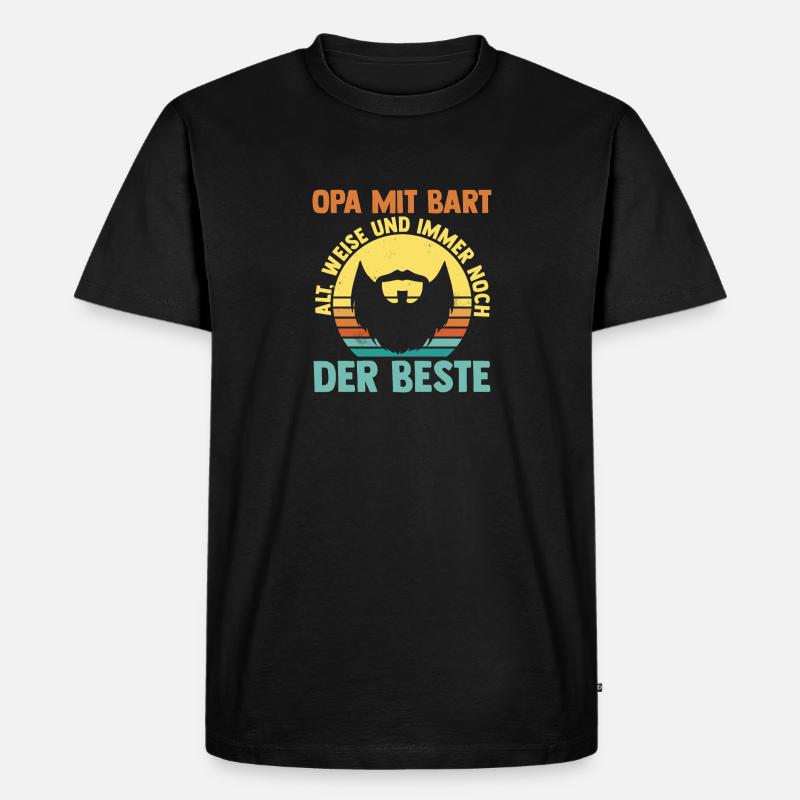 Papi avec une barbe - T-shirt Premium bio Homme - noir