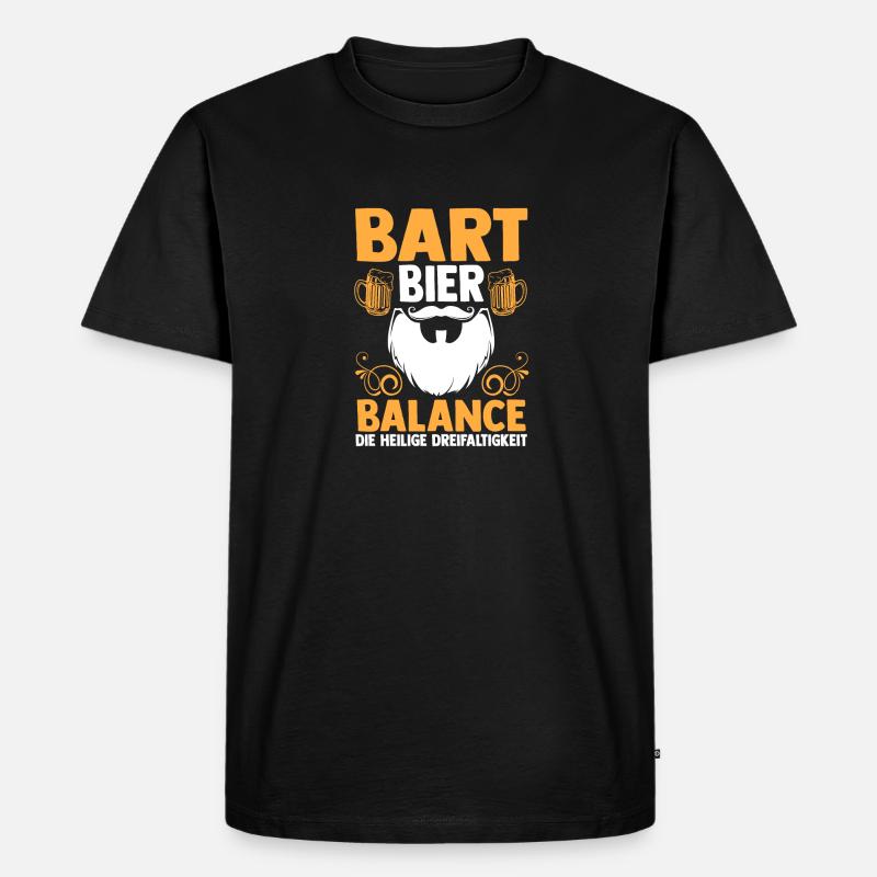 Bier Bärtig Bartträger Bart - Männer Premium Bio T-Shirt - Schwarz