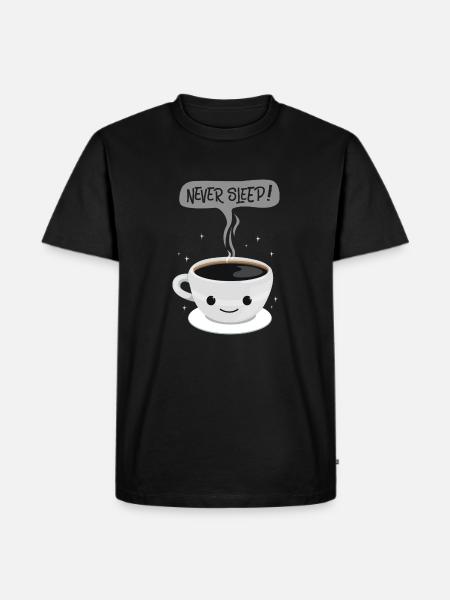 Never Sleep - kaffee - Männer Premium Bio T-Shirt - Schwarz