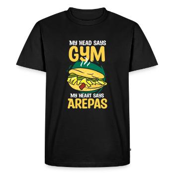 Arepas Venezuelan Kitchen Design - Men's Premium Organic T-Shirt - black - Front - Nico (187cm)