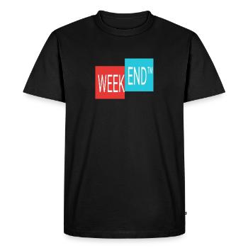 Weekend finally weekend - Men's Premium Organic T-Shirt - black - Front - Nico (187cm)