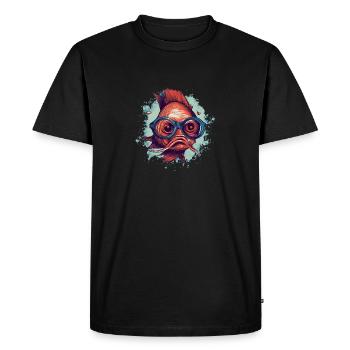 hipster fish 6 - T-shirt Premium bio Homme - noir - Devant - Nico (187cm)