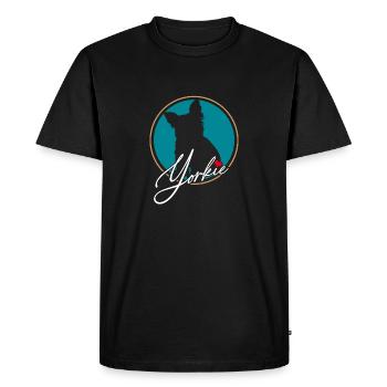 Yorkshire Terrier en cercle coloré avec coeur rouge - T-shirt Premium bio Homme - noir - Devant - Nico (187cm)