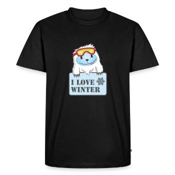 Yeti - J'aime l'hiver - T-shirt Premium bio Homme - noir - Devant - Nico (187cm)