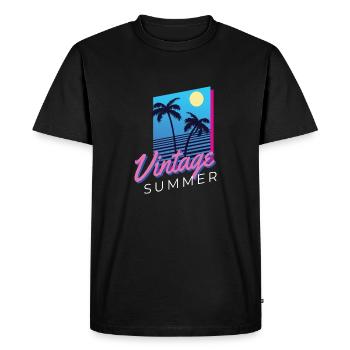 Palmiers d'été vintage - T-shirt Premium bio Homme - noir - Devant - Nico (187cm)