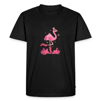 Flamant rose fille mignon - T-shirt Premium bio Homme - noir - Devant - Nico (187cm)