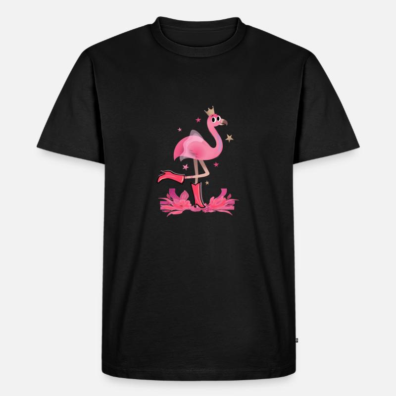 Flamingo Mädchen süss - Männer Premium Bio T-Shirt - Schwarz