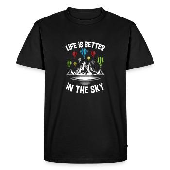 La vie est meilleure dans le ciel Air Balloon - T-shirt Premium bio Homme - noir - Devant - Nico (187cm)
