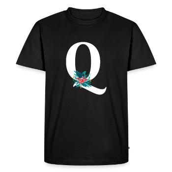 lettre Q fleuris - T-shirt Premium bio Homme - noir - Devant - Nico (187cm)