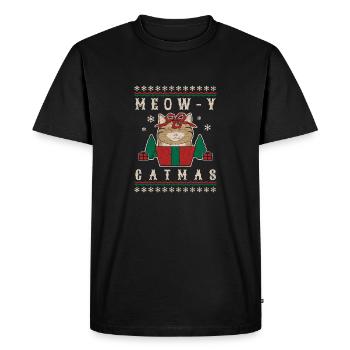 MEOW-Y CATMAS - T-shirt Premium bio Homme - noir - Devant - Nico (187cm)