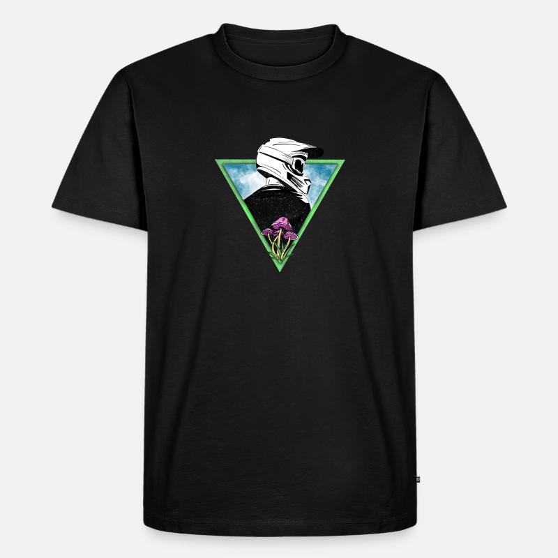 Downhill & Mushrooms - Männer Premium Bio T-Shirt - Schwarz
