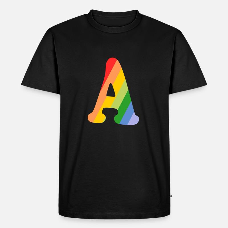 Buchstabe A Regenbogen - Männer Premium Bio T-Shirt - Schwarz