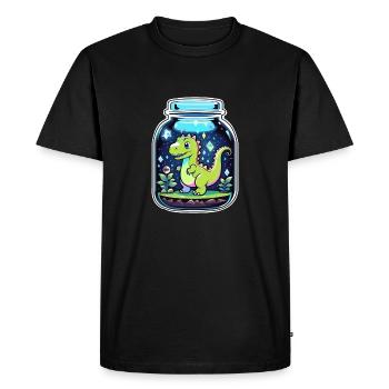 dinosaure dans un pot dessin animé - T-shirt Premium bio Homme - noir - Devant - Nico (187cm)