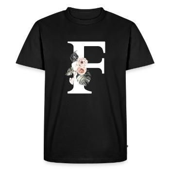 Lettre f floral tropical - T-shirt Premium bio Homme - noir - Devant - Nico (187cm)