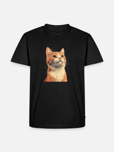 Chat roux mignon - T-shirt Premium bio Homme - noir