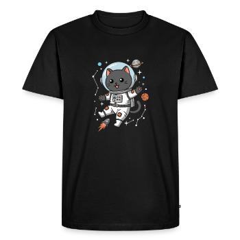 Chat de l’espace - T-shirt Premium bio Homme - noir - Devant - Nico (187cm)
