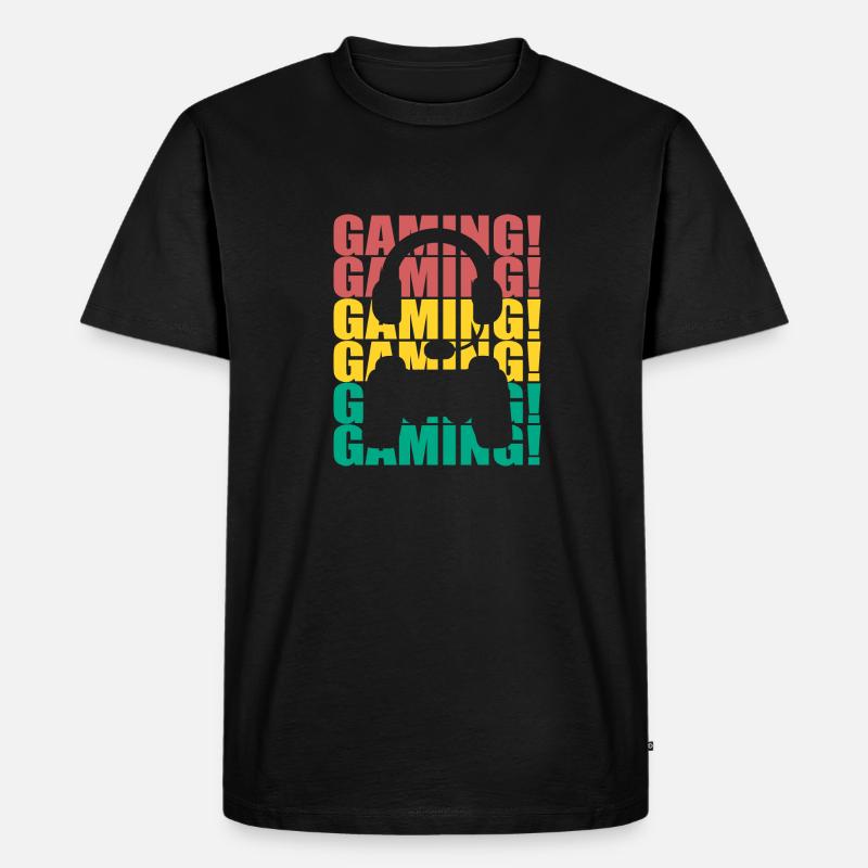 Gaming / Gamer - Headset and Controller - Männer Premium Bio T-Shirt - Schwarz