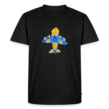 Mriya. AN 225. Peinture petrykivka. Art ukrainien. - T-shirt Premium bio Homme - noir - Devant - Nico (187cm)