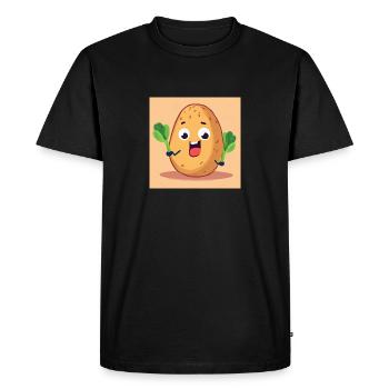 🥔 "Happy potato with leeks" 😄 - Men's Premium Organic T-Shirt - black - Front - Nico (187cm)