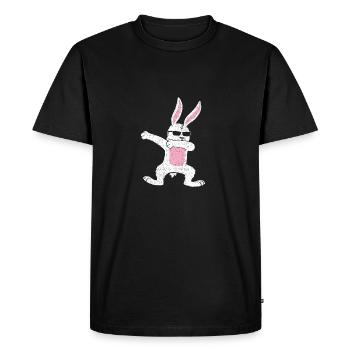lapin tamponnant idée de cadeau de Pâques - T-shirt Premium bio Homme - noir - Devant - Nico (187cm)