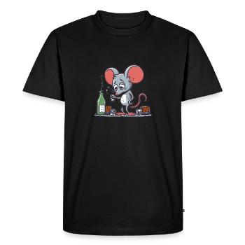 Souris ivre - T-shirt Premium bio Homme - noir - Devant - Nico (187cm)