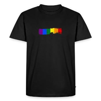 Brush stroke rainbow flag - Men's Premium Organic T-Shirt - black - Front - Nico (187cm)