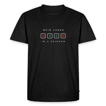 My Life in Signs, Symbols, Working & Traveling - Men's Premium Organic T-Shirt - black - Front - Nico (187cm)