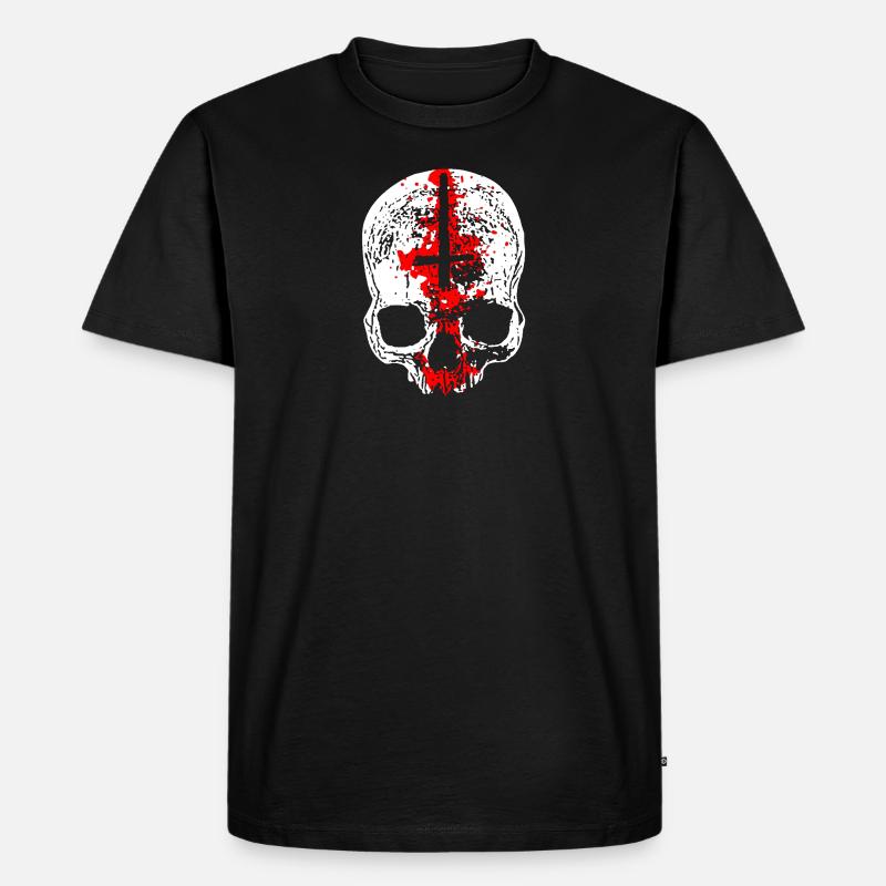 Antichrist Skull - Männer Premium Bio T-Shirt - Schwarz